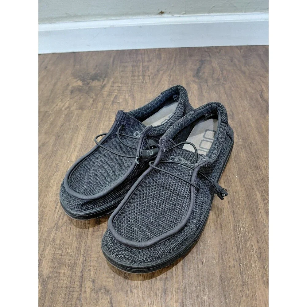 Hey Dude Wally Sox Micro Casual Unisex Men Size 9 Women Size 11 - Black Shoes